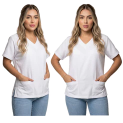 Blusa Feminina Scrub Avulsa Bata Acinturada de amarrar Camisa Feminina Enfermagem Com Bolso Varias Cores