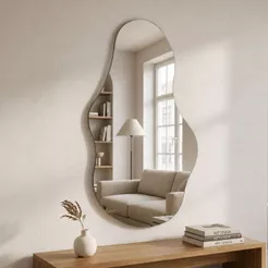 Espelho Piza Corpo Inteiro Lopazzi Orgânico Polido Suporte 110x50cm Quarto Sala Hall Closet Lavabo