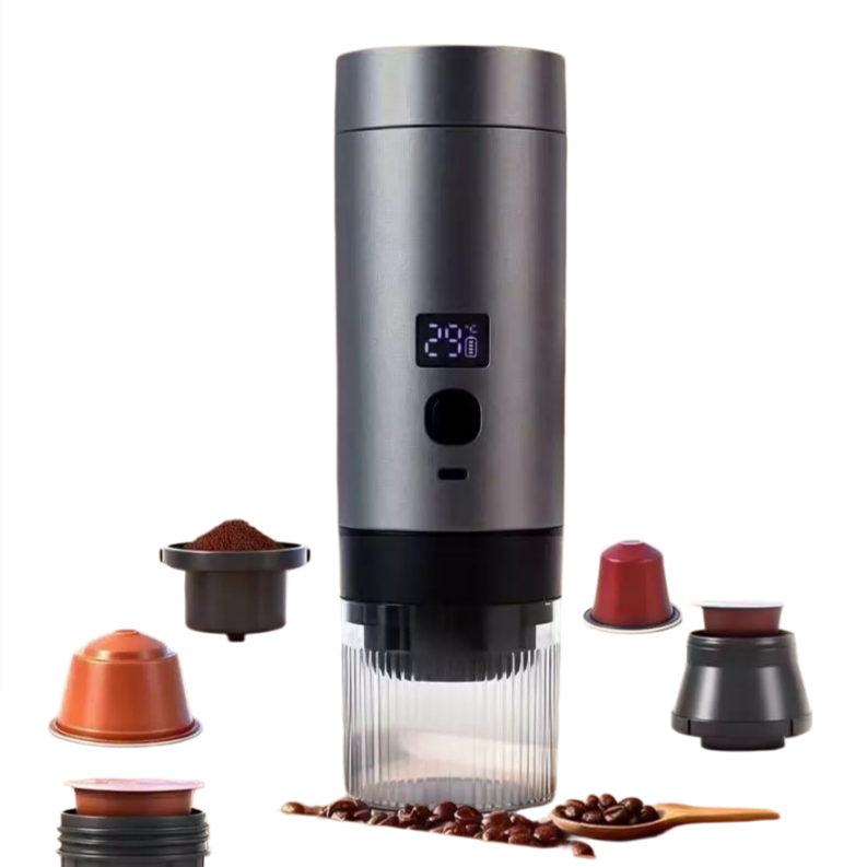 Máquina de Café Expresso Portátil 3 em 1 Elétrica Preta Cafeteira cápsulas ou Café Moído