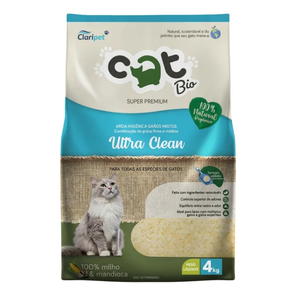 Areia Catbio Biodegradável 4 Kg - Ultra Clean - Grãos Finos