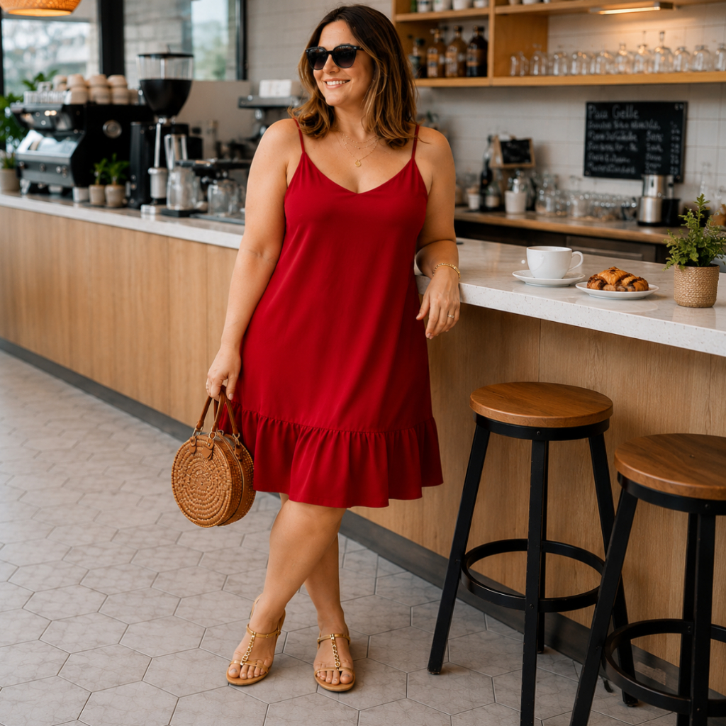Vestido De Alcinha Soltinho Plus Size e Slim  M Ao G2 Alça Regulavel Verão Gola V