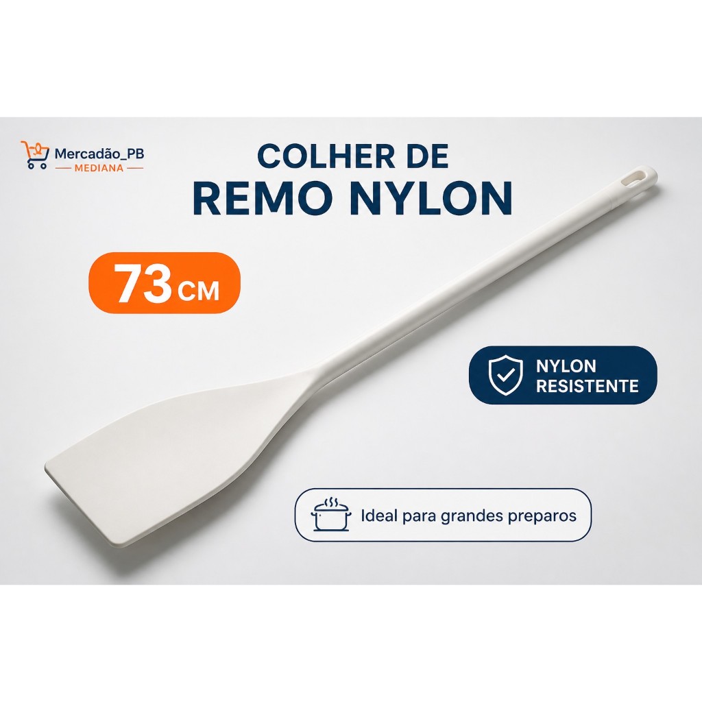 Colher Remo Pá Caldeirão Nylon Industrial 73cm Cozinha