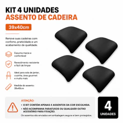 Kit 4 Assento Cadeira Almofadado 39 x 40Cm Retangular