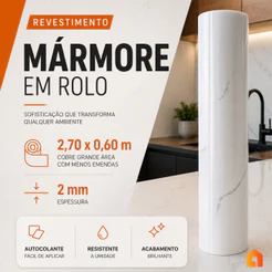 Rolo Mármore Adesivo Autocolante 3d Lavável Impermeável Revestimento Parede