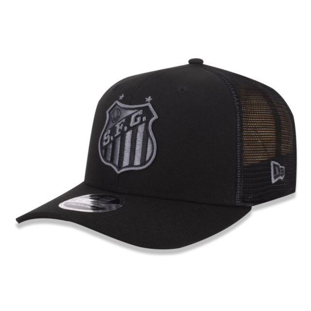 BONÉ NEW ERA 9SEVENTY SANTOS FC PRETO — COM ELASTANO | AJUSTÁVEL | ORIGINAL