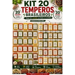 KIT Temperos brasileiros premium e naturais c/ e s/ potes para todas as receitas kit com 10,15,20