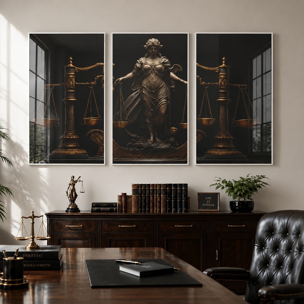 3 Quadros Decorativos Profissão Imparcialidade e Equidade: A Balança da Justiça