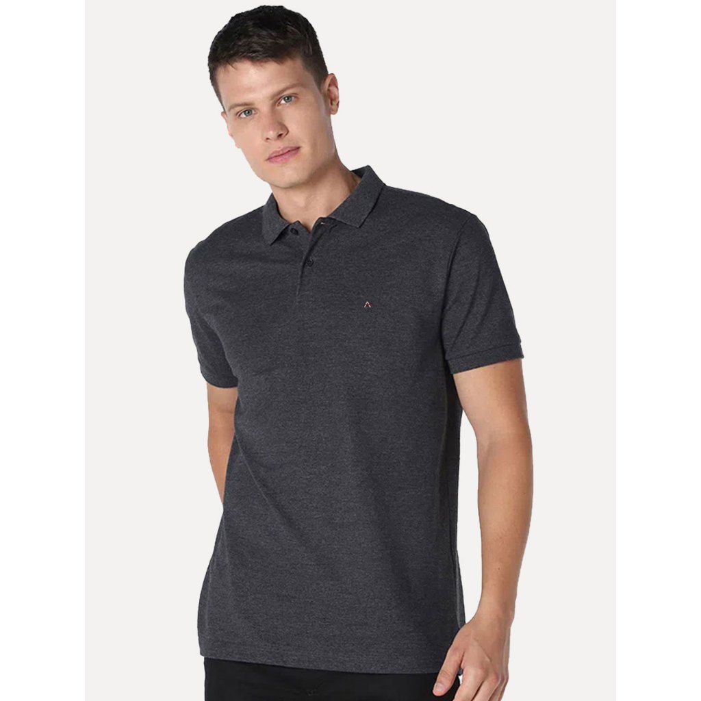 Polo Aramis Original Masculina Basic Piquet Light Logo Grafite Mescla