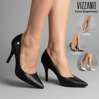 Scarpin Vizzano Feminino Salto Alto Bico Fino Clássico Elegante para Festa e Trabalho Diário