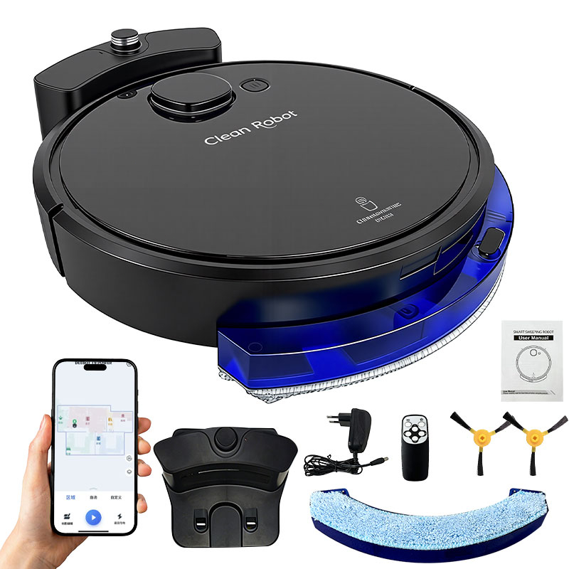 Imagem Robô Aspirador Inteligente 2000Pa com APP Wi-Fi, Retorno Automático e Sensor Antiqueda