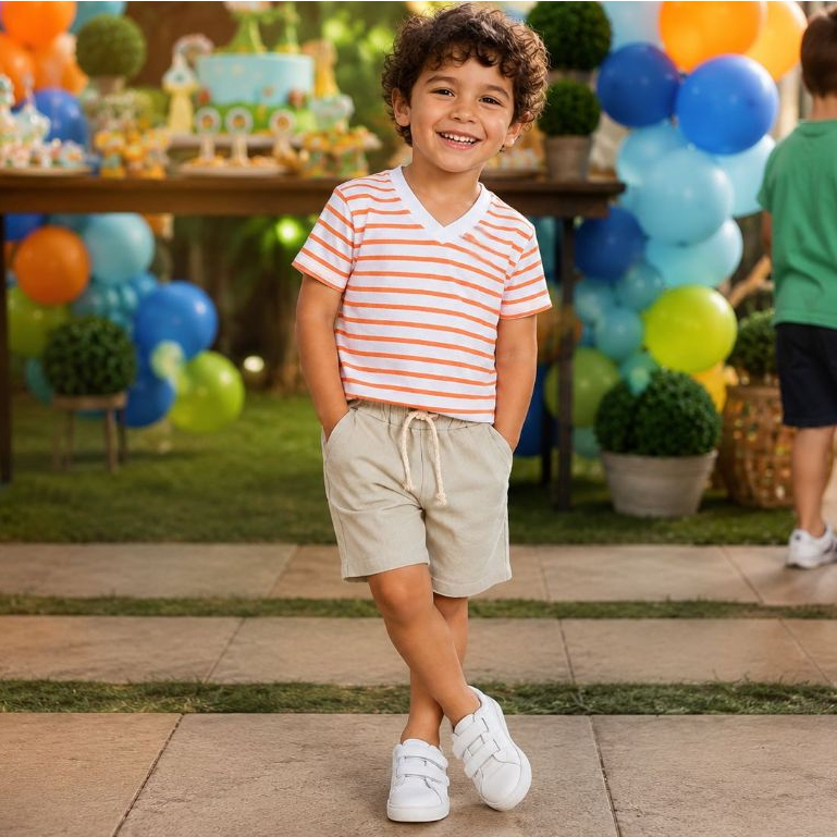 Roupa Masculina Infantil Conjunto Verão Moda Casual e Esportiva para Menino
