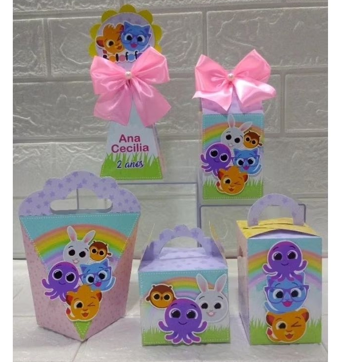 kit caixas personalizadas pegue e monte lembrancinha Bolofofo Personalizada Caixa Surpresa Aniversário Infantil Menina