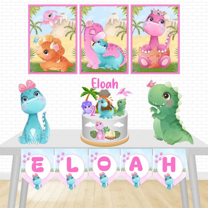 Kit Festa Só um Bolinho-Dinossauro Baby-Decoração Aniversário/Mesversario infantil-Kit Personalizado completo Dinossauro