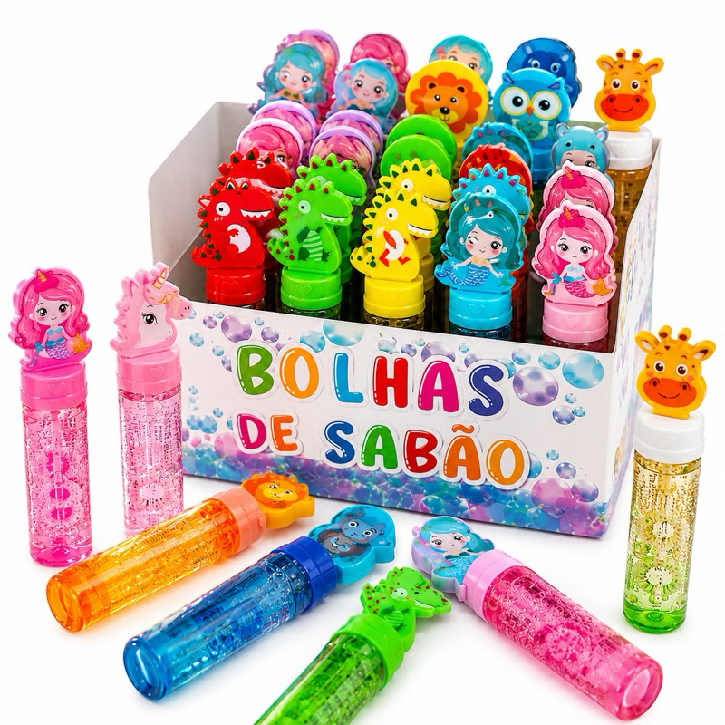 Kit 12/24 Bolha Sabão Tubo Bolinha Lembrancinha Sacolinha surpresa Festa Aniversario Prenda Festa Junina