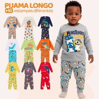 Kit Sortido 4 ou 10 Peças Pijama Infantil Bebê Menino Manga Comprida De Inverno Masculino…