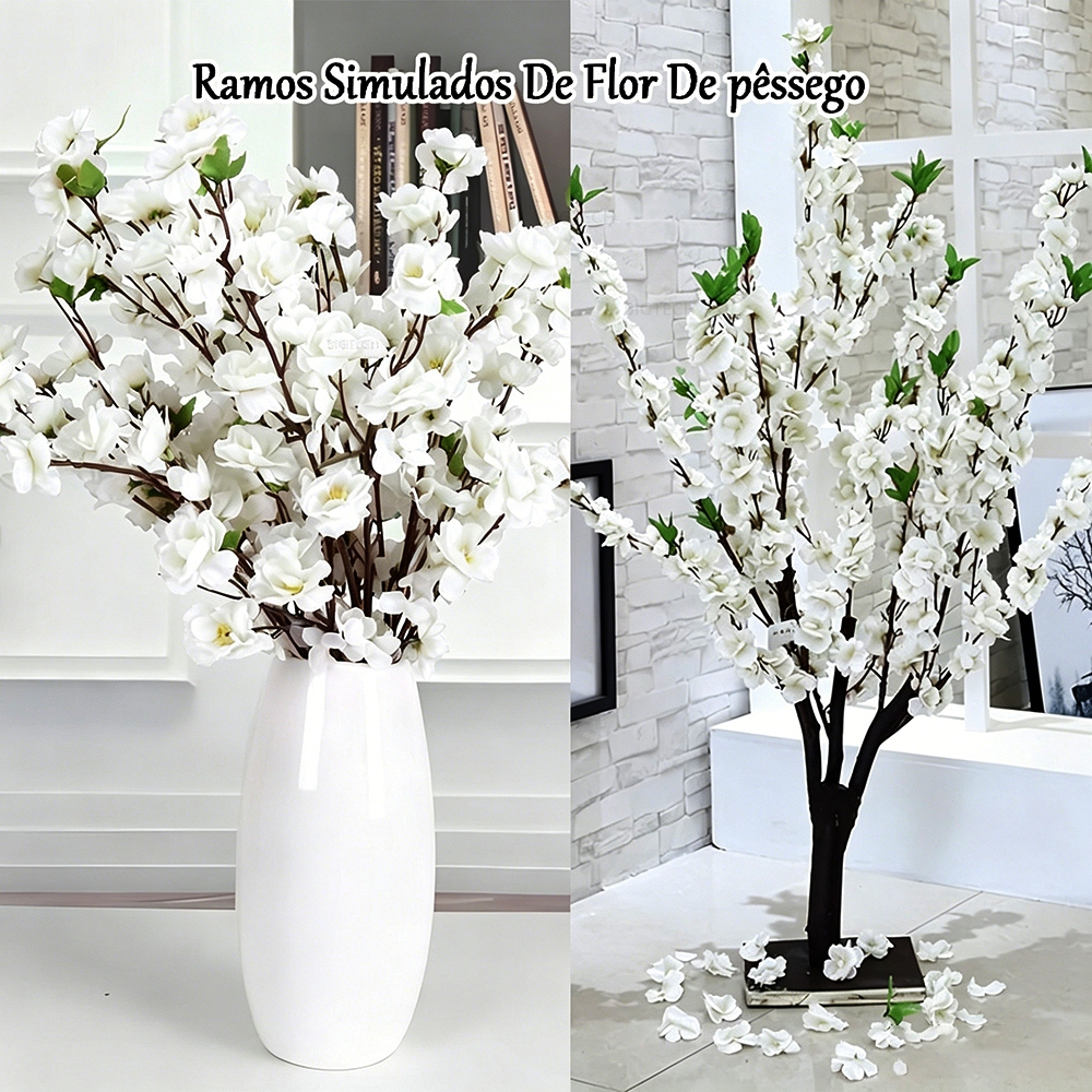 5 -15 Ramos De Flor Artificial Cerejeira Grande Flor 65CM De Pêssego Pessegueiro Estilo Oriental Para Decoração