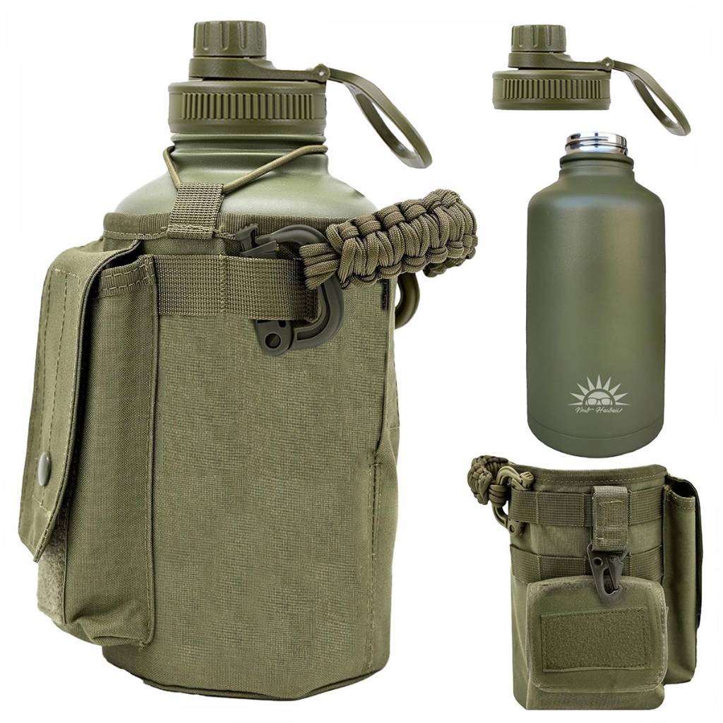 Garrafa Térmica 1.9L Aço Inoxidável 304 Com Bolsa Tática e Alça Paracord Para Ac