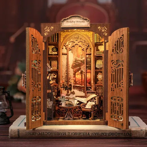 Kit Cantinho de Livros Book Nook – Miniatura DIY para Adultos e Adolescentes _ Casa em Miniatura, Bi