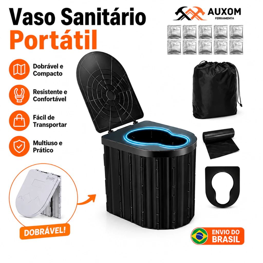 Vaso Sanitário Portátil Dobrável Banheiro Portátil para Camping Carro Viagem Pesca Trilha com Bolsa — imagem 1