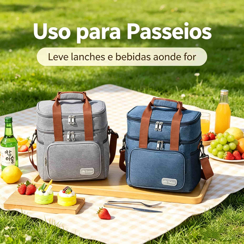 Bolsa Isolante Térmica para Comida Bebida Impermeável Portátil para Viagem Trabalho Academia Picnic Diário