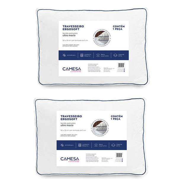 Kit 2 Travesseiros Camesa Ergosoft Hotel Ultra Macio