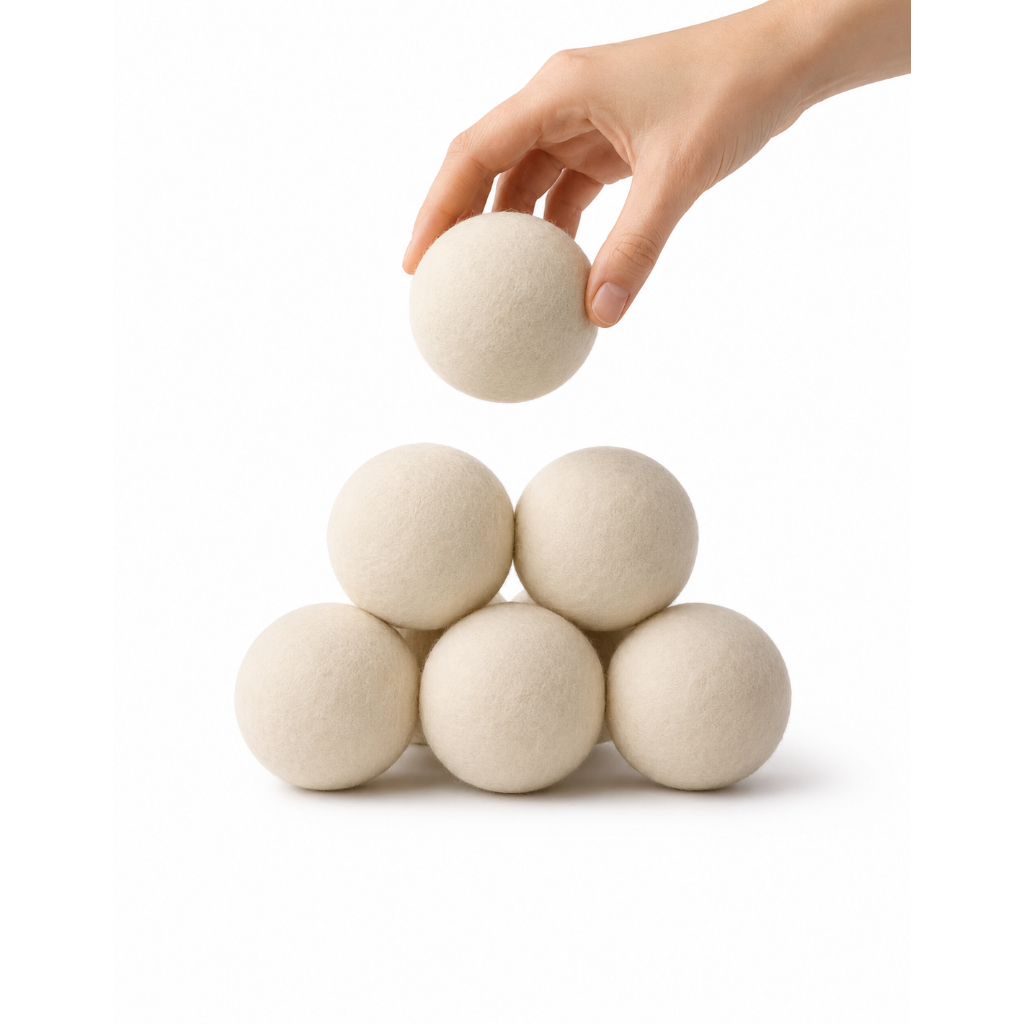 Kit 6 Bolas de Lã Pura para Secadora Dry Balls Reutilizáveis | Amacia Roupas, Reduz Tempo de Secagem e Economiza