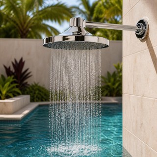 Chuveiro Fria Para Piscina Jardim Quintal Com Ducha Cromada