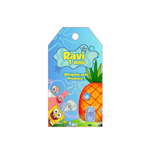 kit tags personalizadas para lembrancinhas I Bob Esponja I Festa infantil