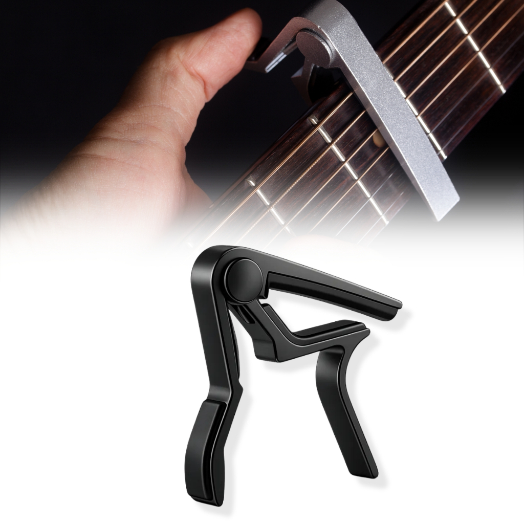 Capotraste Braçadeira Guitarra E Violão Aço E Nylon Cor Preto