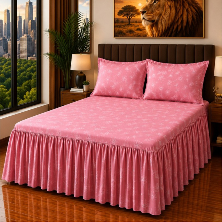 Colcha de cama Super King com Babado 3.00m x300m  Toque de Algodão Aveludado Luxo Macia e Confortável para Cama King