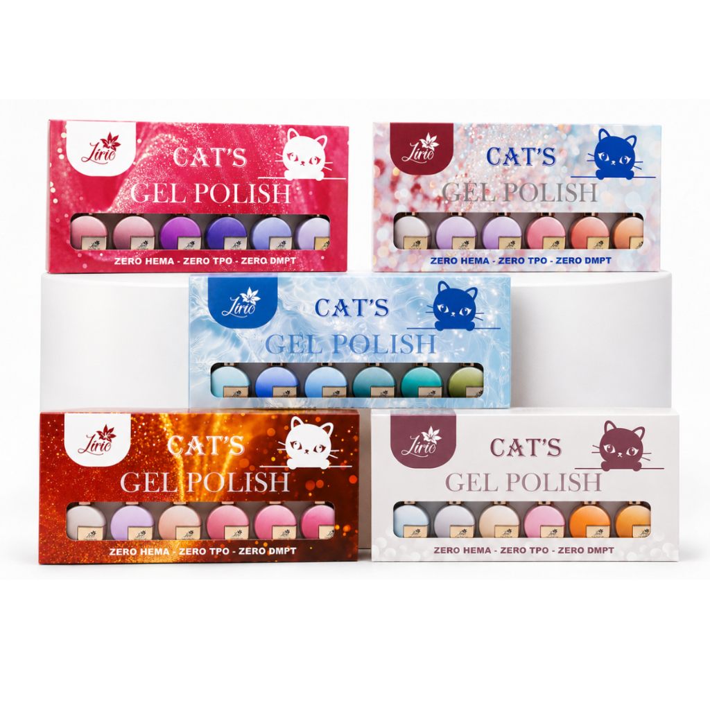 KIT 6 Esmaltes Gel Magnéticos Sem TPO e DMPT 5 Paletas de Cores Lirio 18ml Efeito Olho de Gato
