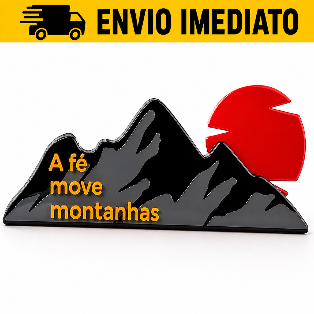 Letreiro Decorativo A Fé Move Montanhas – Decoração Religiosa para Mesa e Cantinho da Oração