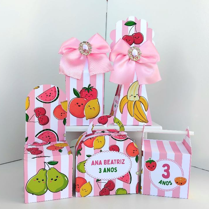 Kit Caixas Personalizados Frutinhas pic nic DESMONTADO / Lembrancinha de festa / Aniversário