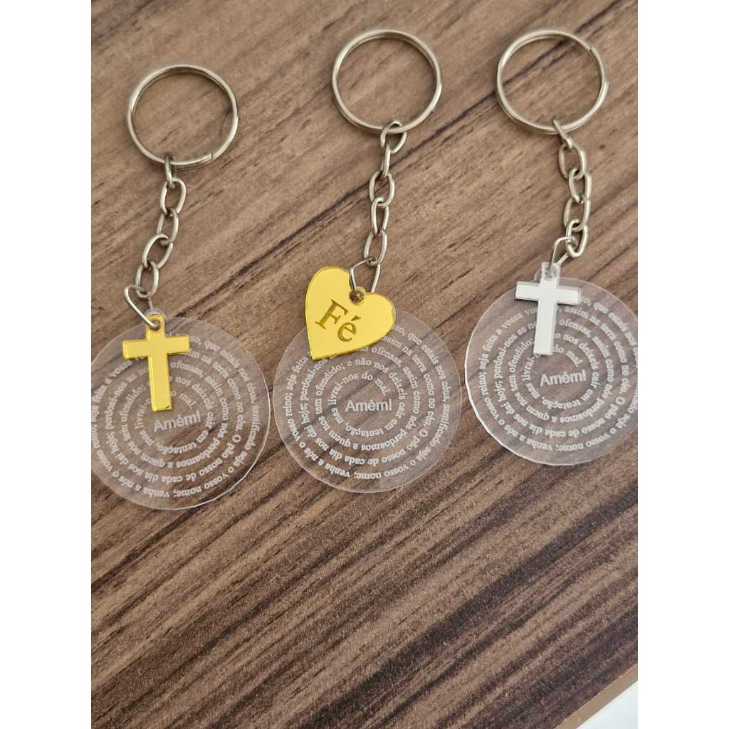 Chaveiro Pai Nosso Personalizado com Nome, Corte a Laser Acrílico, Lembrancinha Religiosa Batizado Comunhão, etc