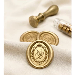 Lacre de Cera Oval Personalizado com Sua Arte - Monograma e Iniciais Premium