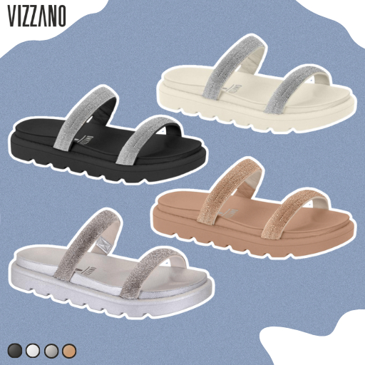 Papete Sandália Feminino Vizzano Birken com Strass Festa Brilhante