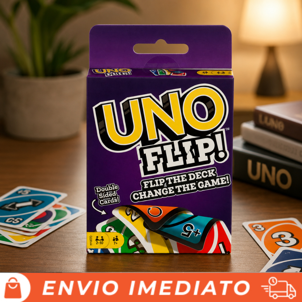 UNO Flip Jogo de Cartas Dupla Face Baralho Estratégico 2 a 10 Jogadores
