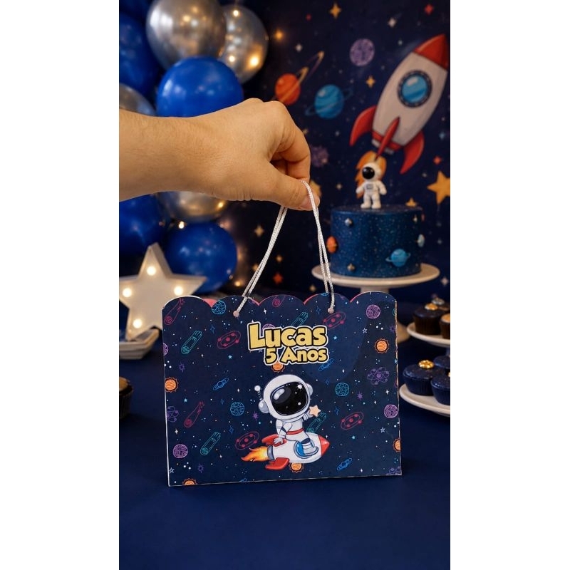 Sacolinha Personalizada Astronauta 2 Lembrancinha Festa Aniversário