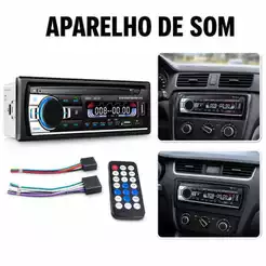 Aparelho De Som Automotivo Rádio 25W De Carro Bluetooth Pendrive SD Rádio Aux In Mp3 Player Multicolor Visor Led JSD-520