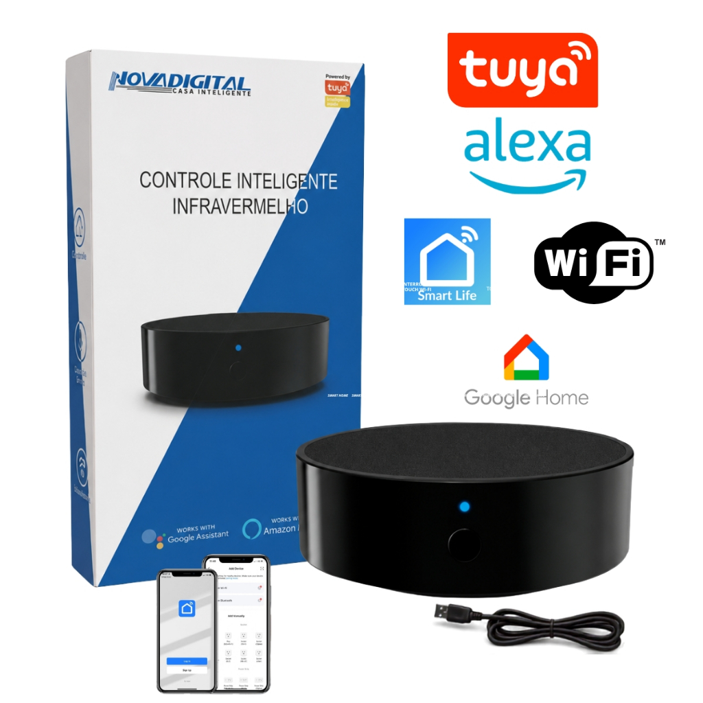 Controle Remoto Universal Inteligente IR Wifi Smart Tuya Alexa Google Smartlife TV Ar Condicionado