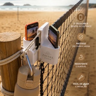 Suporte Duplo De Celular Pra Rede - Filmar Jogos de Beach Tennis, Tennis, Vôlei, FutVôlei