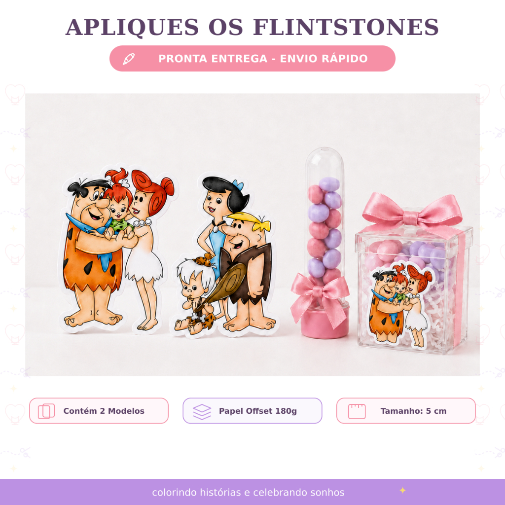Aplique Flintstones 5cm Papelaria Personalizada para Lembrancinhas Tubete Caixa Milk Festa Infantil Aniversário
