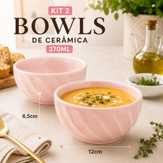 Kit 2 Peças 12x6,5 Tigela Cambuca 370ml Caldos Sopas Petiscos Média Espanha Colors Colorida Cerâmica