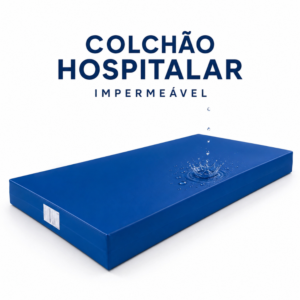 Colchão Hospitalar Solteiro 188x88x10cm Impermeável D20 Alta Densidade Espuma Antialérgica Confortável