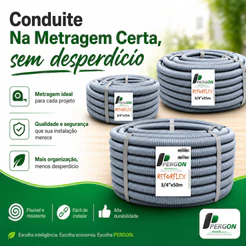 Conduíte Corrugado Reforçado Pergon 3/4 Cinza 15m 25m 50m