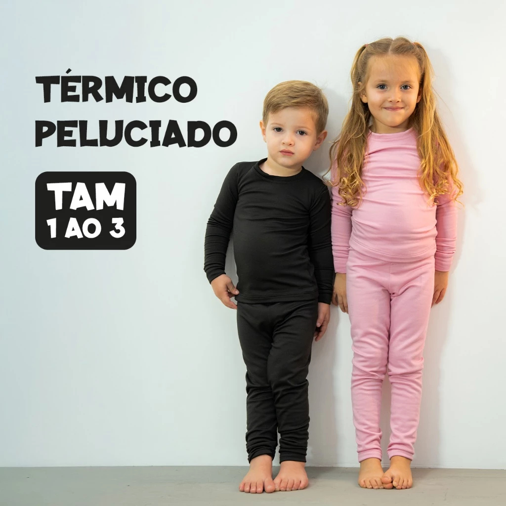 Conjunto Térmico Peluciado Infantil Unissex Menino/Menina Blusa Calça Pijama Quentinho Inverno
