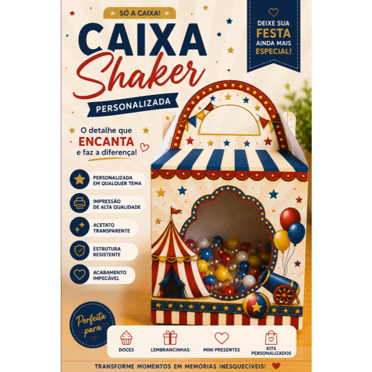 Caixa Shaker Personalizada | Qualquer Tema | Lembrancinha de Luxo | Festa | Infantil