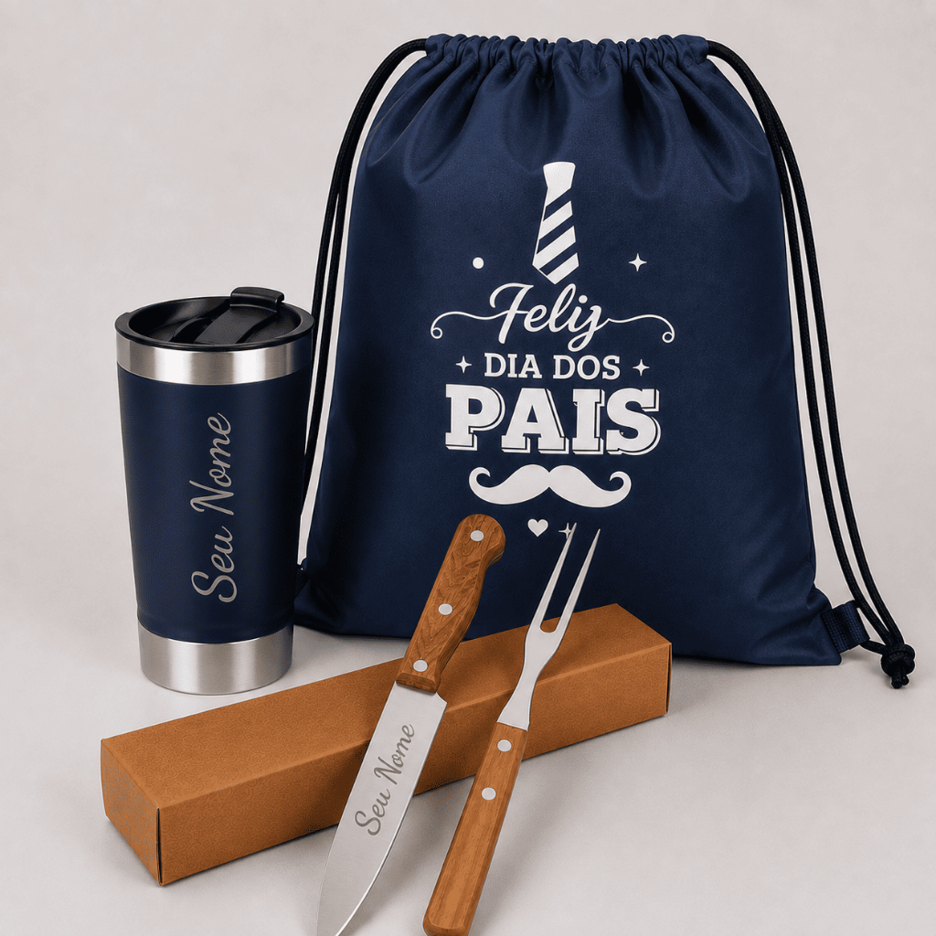 Kit Churrasco e Copo Térmico Com Caixa de Presente Dia Dos Pais Kit Presente Cerveja Abridor