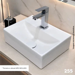 Cuba 26x37cm de Porcelana Louça Esmaltada Branca Mahhu Meddium com Válvula Click