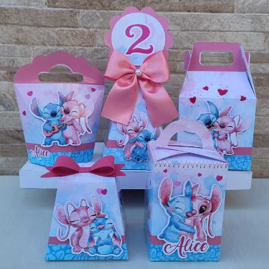 Kit Festa Stitch Personalizado / Caixinhas 3D/ Vai montado / Lembrancinha Aniversário/ Personalizados Festa Infantil